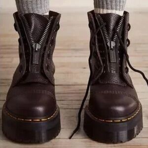 Dr. Martens Sinclair Zip Front Boots Brown Burgundy Leather 37 or US6